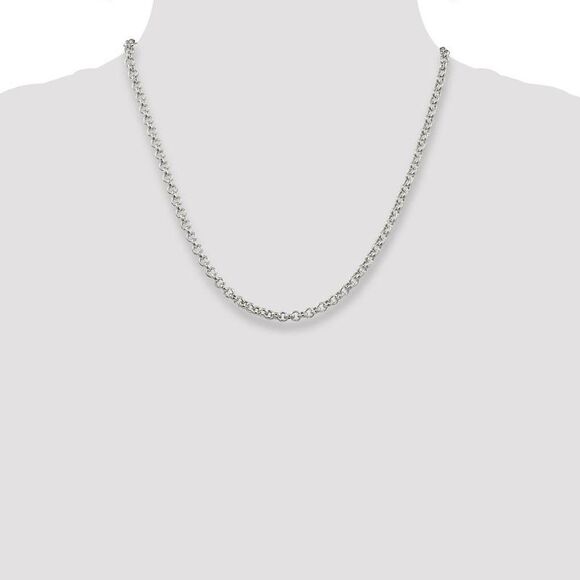 4.25mm, Sterling Silver, Hollow Rolo Chain Necklace, 20 Inch - Picture 2 of 8